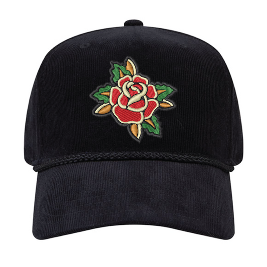 Traditional Rose Rope Corduroy (Black)